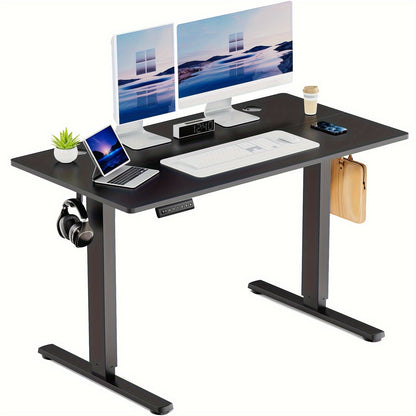 63 Inch Electric Standing Desk – Height Adjustable Sit-Stand PC Workstation with Wood Desktop, Home Office, Bedroom & Gaming Room Computer Work Table for Small Spaces