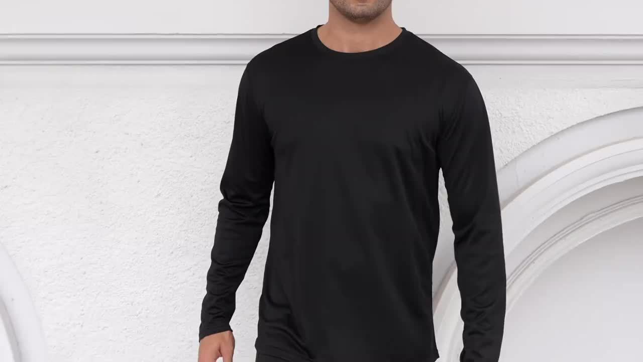 Men's Quick Dry Long Sleeve Shirts 5-Pack Moisture Wicking Breathable Athletic Workout Tops - Anti-Odor Stretchy Running Gym Training S-XXL