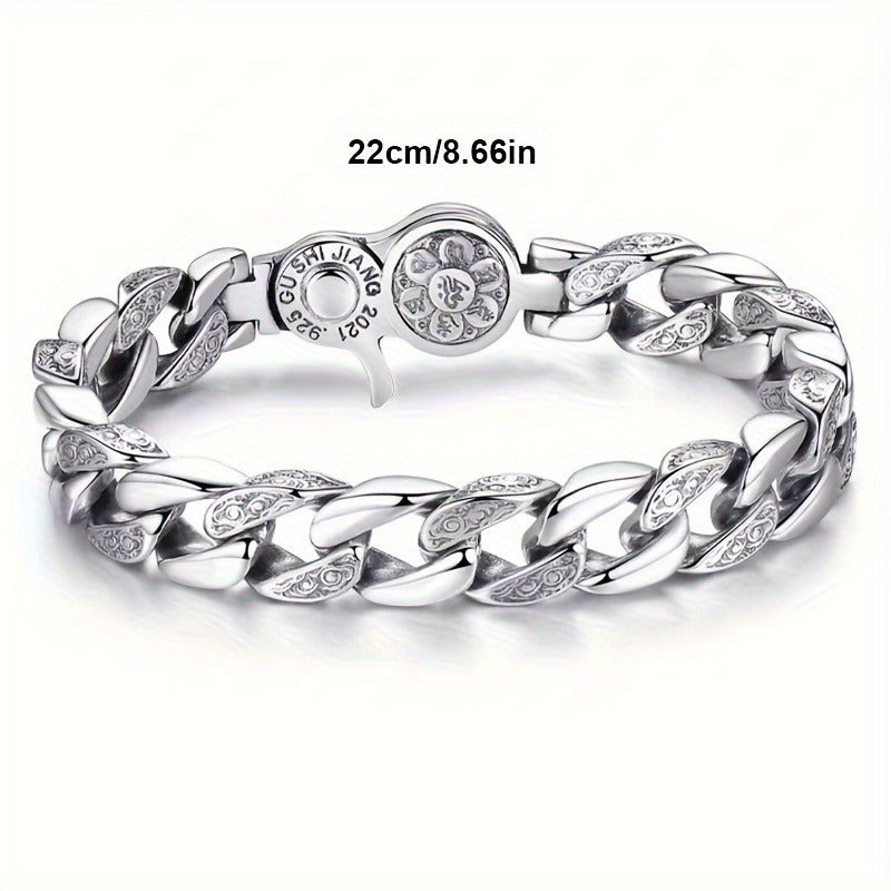 925 Sterling Silver Men's Fashion Bracelet – Classic Chain Design in 3 Sizes 7.10" 7.87" 8.66" Everyday Wear Jewelry Gift for Men Family Friends