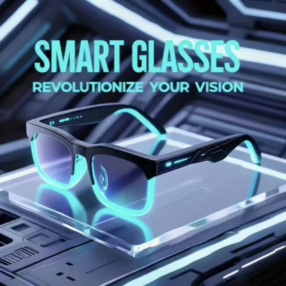 AI Translation Smart Glasses with Wireless Headphones Real-Time Multi-Language Translator Built-in Microphone Music Audio Glasses Rechargeable Sports Wearable Tech for Travel Business