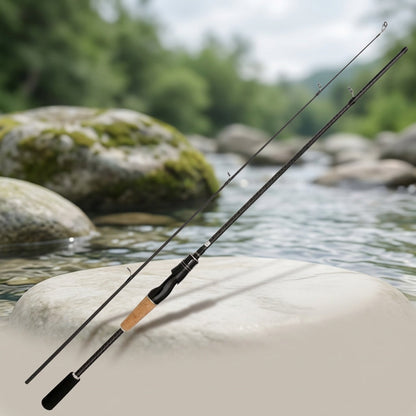 Carbon Fiber Fishing Lure Rod 180cm (70.86") Wooden Handle – Lightweight M-Tuned Two-Section Casting Rod for All Waters, Freshwater & Saltwater Bass Fishing Rod for Men & Women