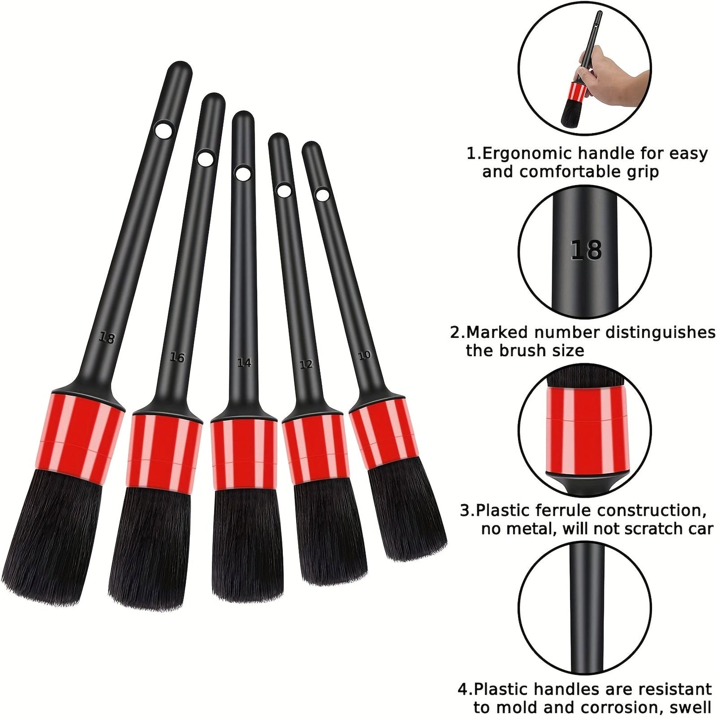 69 Inch Car Wash Brush with Long Handle 8-Piece Car Wash Kit – Tire Brush Window Squeegee Chenille Microfiber Mitt Detailing Brushes for Car Truck SUV RV – Extendable Car Cleaning Supplies
