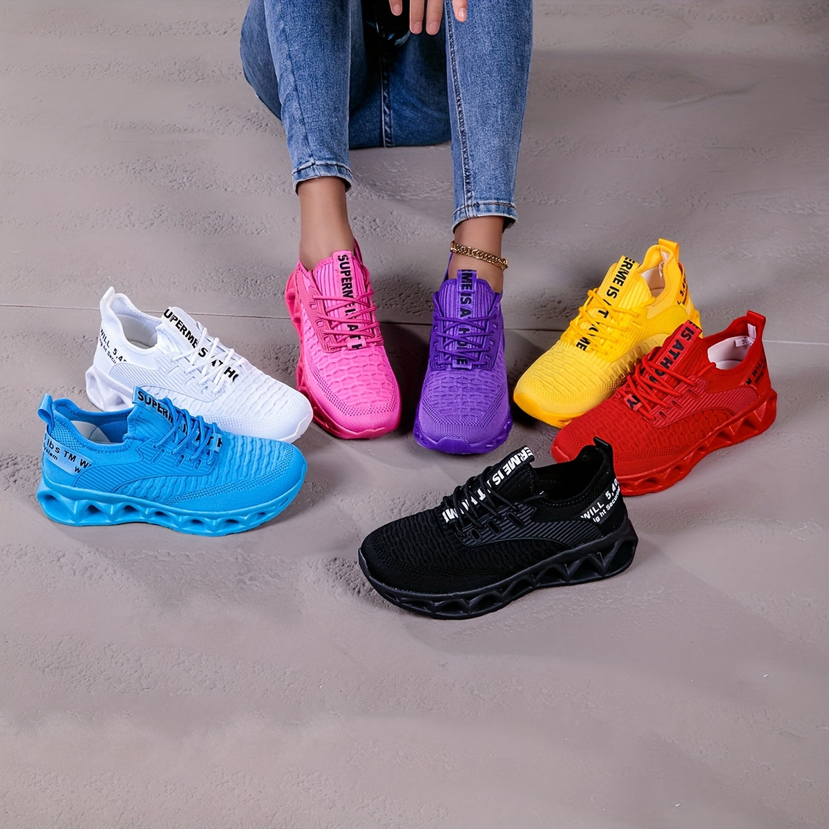 Women's Blade Sneakers – Breathable Non-Slip Walking & Running Shoes with Blade Sole, Fashion Athletic Trainers for Gym, Sports, Tennis & Work, Sizes US 6.5–12.5, Multiple Colors