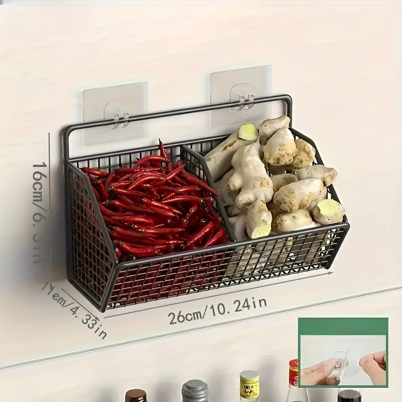 Wall Mounted Wire Storage Basket – Carbon Steel Hanging Organizer Rack for Kitchen, Bathroom & Bedroom, Single Layer Sponge & Food Storage Holder, Space-Saving Wall Rack for Home Organization