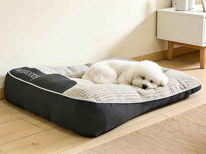 Luxury Plaid Pet Futon Sofa Bed for Medium & Large Dogs and Cats – All-Season Soft Polyester Fill, Non-Slip Bottom, Perfect for Golden Retrievers, Includes Bonus Toy Balls, Cozy Dog Couch Bed
