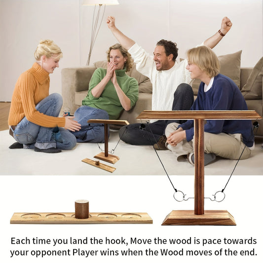 Wooden Ring Toss Game Set for Adults & Kids - Indoor Outdoor Hook & Ring Party Game, Easy Assembly Natural Wood Design, Fun Bar Backyard Family Game Night Gift