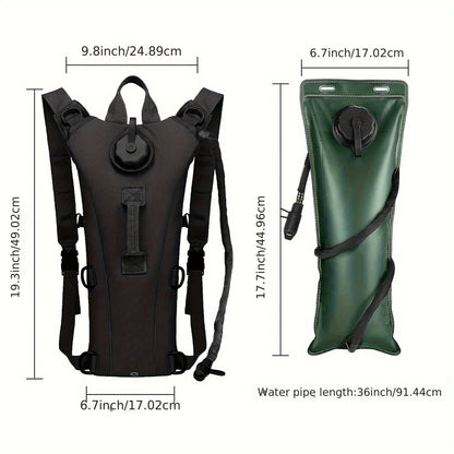 Hydration Backpack with 3L Water Bladder – Nylon Hiking Pack with Included Water Bag for Camping, Trail Running & Outdoor Adventures, Available in Khaki, Green, Camo & Camo Gray