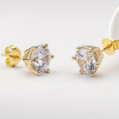 S925 Sterling Silver Moissanite Stud Earrings for Women – Vintage Elegant Style, 0.5CT 1CT 2CT 3CT, Gold & Silver, Daily Wear & Party Jewelry Gift