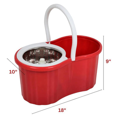 360° Spin Mop and Bucket Set with Wringer – Microfiber Mop Refills, Stainless Steel Extended Handle, Separate Compartment, Floor Cleaning System