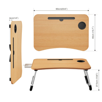 Lap Desk Bed Tray for Laptop & Eating – Large Breakfast Tray with Cup Holder & Drawer for Sofa Couch Floor Sitting, Study Reading Writing Portable Lap Table