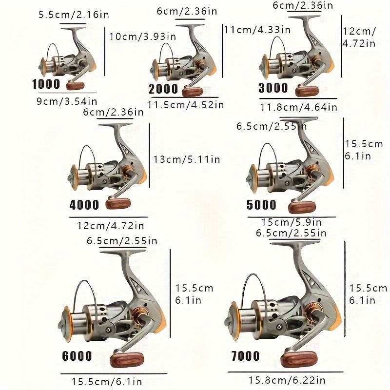 Metal Spinning Fishing Reel 5.2:1 Gear Ratio 22LB Max Drag - Aluminum Alloy Ambidextrous Reel for Freshwater Saltwater Bass Carp Fishing