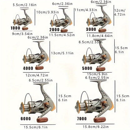Metal Spinning Fishing Reel 5.2:1 Gear Ratio 22LB Max Drag - Aluminum Alloy Ambidextrous Reel for Freshwater Saltwater Bass Carp Fishing