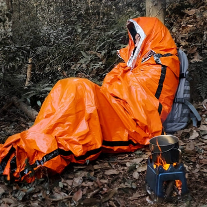 Emergency Mylar Sleeping Bag 4-Piece Kit – 2 Thermal Survival Sleeping Bags + 2 Whistles, Lightweight Portable Shelter for Camping, Hiking, Backpacking, Outdoor Survival & Emergencies