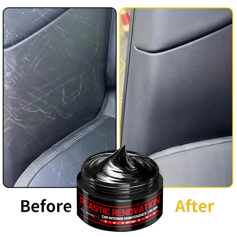 Car Plastic Restorer & Interior Trim Polish – Black Trim Refurbishment Wax, Scratch Repair, Aging Prevention, Tire Shine Paste & Leather Seat Care Cream for All Car Interiors & Exteriors | Velora