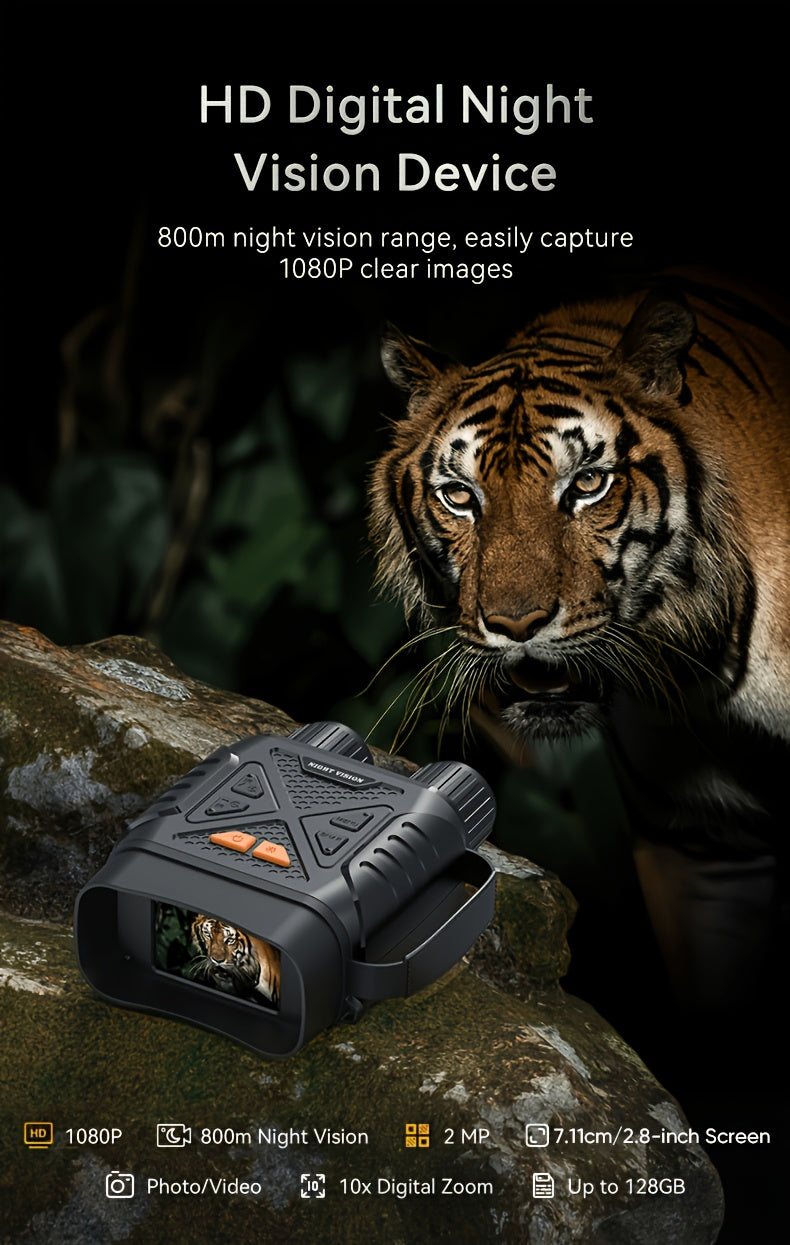 4K Night Vision Binoculars for Adults – 10x Digital Zoom, 2.8" HD Screen, 7-Level IR Illuminator, 12MP Photo & Video, Rechargeable – Perfect for Hunting, Boating & Outdoor Exploration, Gift for Men