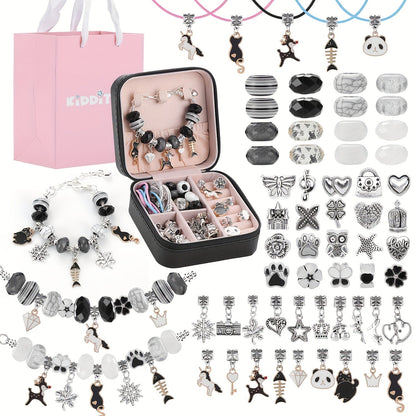 DIY Bracelet Making Kit for Girls Unicorn Mermaid Jewelry Craft Set with Portable Jewelry Box Handmade Beading Gift for Birthday Christmas Graduation Valentine Blue Purple Pink Black