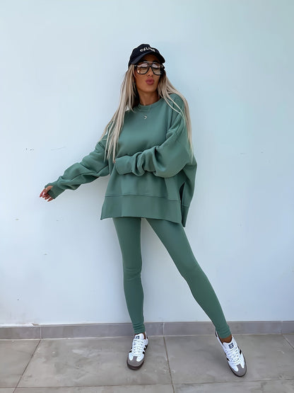 Women's Two-Piece Hoodie Set – Long Sleeve Sweatsuit with Jogger Pants, Solid Color Matching Activewear for Yoga, Running & Fitness, Available in 7 Colors & Sizes S-XL