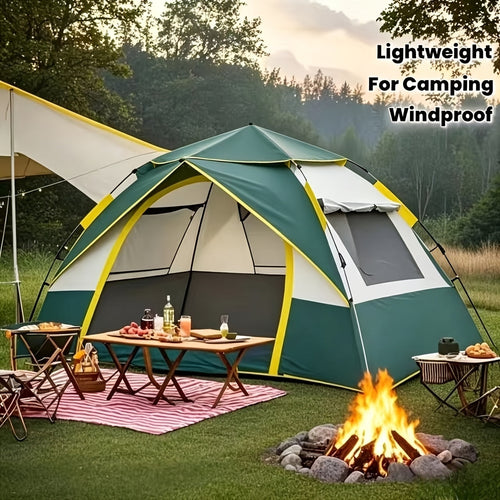 SKYNEST Automatic Instant Setup Camping Tent 1-3 and 3-4 Person All-Season Windproof Lightweight Tent Dual Doors Mesh Windows for Camping Hiking Hunting Travel Outdoor Shelter Green Beige