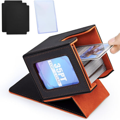 TCG Deck Box 100+ Double Sleeved Cards Commander Display Card Storage Case with 2 Dividers Top Sleeve Compatible with MTG Magic the Gathering Pokemon Yu-Gi-Oh Trading Card Game Black Gray Blue Purple Green