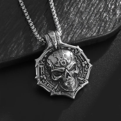 Gothic Skull Pendant Necklace for Women – 316L Stainless Steel, White K Plated, Non-Magnetic, Tarnish-Resistant, Edgy Statement Jewelry for Everyday & Special Occasions