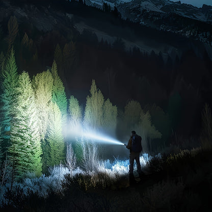 Tactical Flashlight with Fresnel Fire Starter – 4500 Lumen Aluminum Alloy, 1000m Beam, Rechargeable 21700 3000mAh Battery, Portable Compact High Brightness for Camping, Survival & Emergency