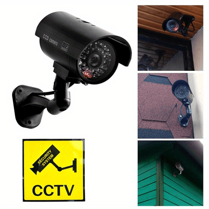 Dummy Security Camera Fake CCTV Surveillance System – Realistic Simulated LED Lights, Adjustable Mount & Warning Stickers, Indoor & Outdoor Home Security Decoy Camera – 2 or 4 Pack