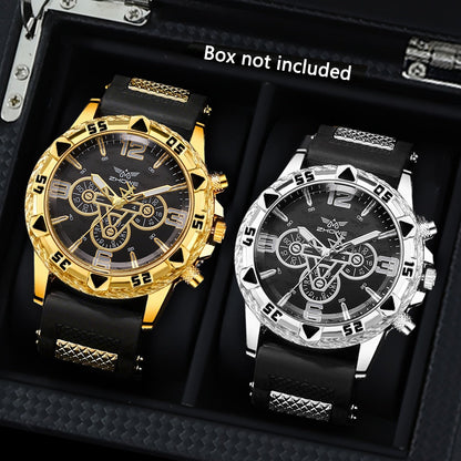 2-Pack Men's Large Dial Silicone Strap Quartz Watch Set Sports Business Casual Wristwatch Round Dial 5 Color Combos Gift for Him