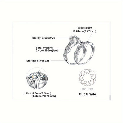 925 Sterling Silver Infinity Knot Bridal Ring Set of 2 for Women – Round Cut Cubic Zirconia Stackable Wedding Engagement Rings, Silver & Gold, Sizes 4-12