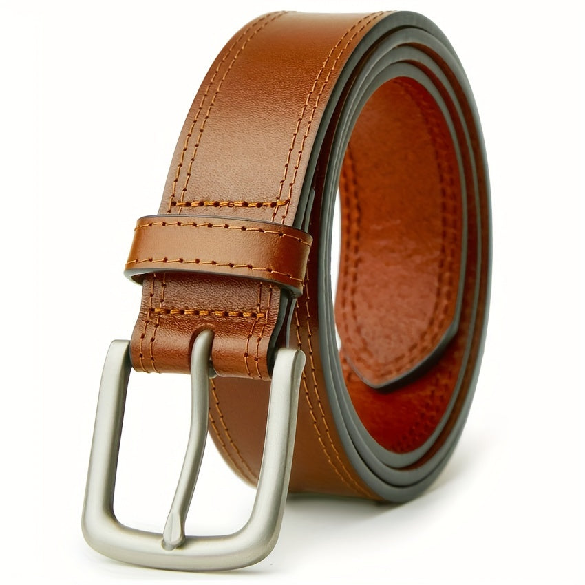 Men's Classic Full Grain Leather Jeans Belt with Gift Box - Handmade Fashion Casual Belt with Stainless Steel Buckle, Durable Black & Brown, Sizes 30-50, Perfect Gift for Him