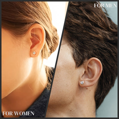 Moissanite Stud Earrings D Color VVS Brilliant Round Cut S925 Sterling Silver – 1CT to 10CT Options, Velvet Pouch & Polishing Cloth Included, Perfect Birthday, Christmas & Valentine’s Day Gift (4.25g)