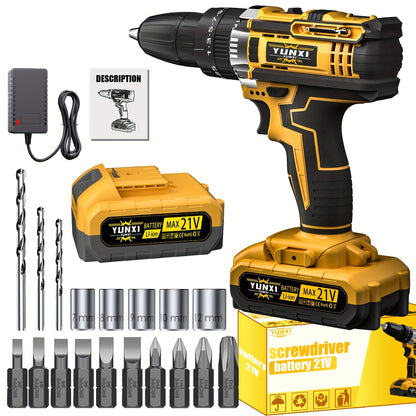 21V Brushless Cordless Impact Wrench & Drill Set – 4000mAh Li-ion Battery, Toolbox, Charger & Socket Accessories for Automotive, Home & Industrial Use