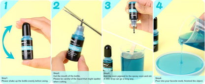 24 Color Liquid Epoxy Resin Colorant Set - Highly Concentrated Resin Dye for Jewelry Making, Resin Art, Painting and DIY Crafts, 0.35oz / 10ml Each, Complete Color Kit for Beginners and Artists