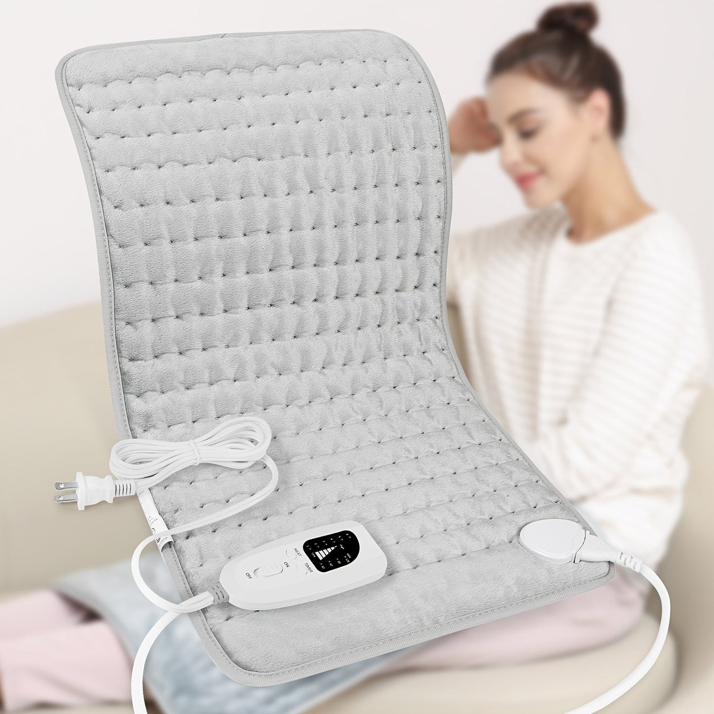 Extra Large Heating Pad 24"x12" for Back Neck Shoulders – 6 Heat Settings Auto Shut-Off Wet Dry Washable Flannel Electric Heating Pad Gift