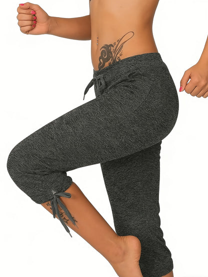 Women's Lightweight Cropped Trousers 4-Pack – Drawstring Waist Loose Fit Capri Pants, Casual Breathable Summer Bottoms for Women, Sizes S-XXL, Multiple Color Sets