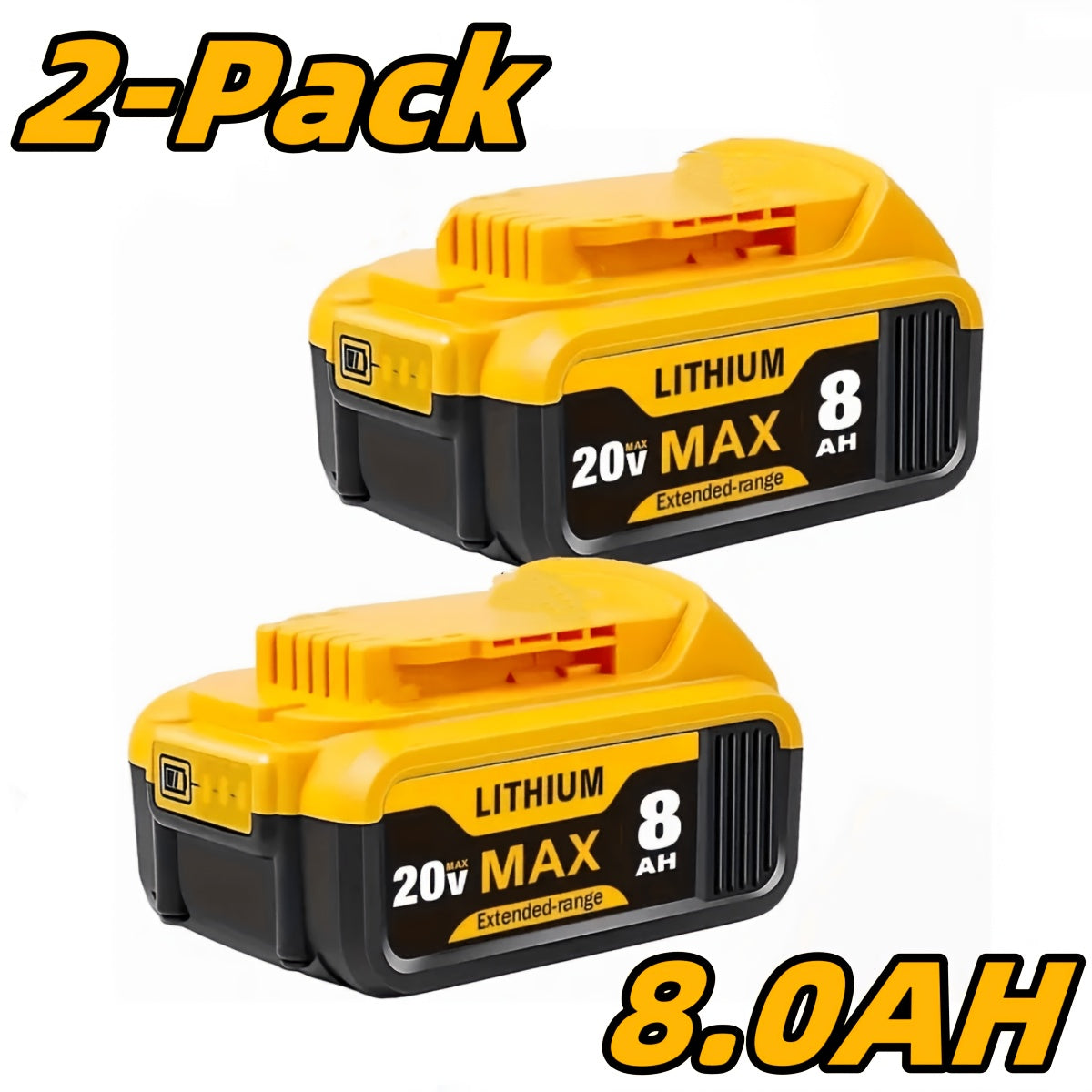 20V 8.0Ah Lithium-Ion Replacement Battery for DeWalt Cordless Tools – Compatible with DCB200, DCB205, DCB206, DCB204, DCB180 & DCD/DCF/DCG/DCS Series