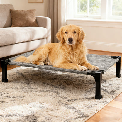 Cooling Elevated Dog Bed Raised Cot with Breathable Mesh & Metal Frame – Washable Portable No-Slip Dog Cot for Indoor & Outdoor Use, Available in 4 Sizes & 7 Colors for All Breeds