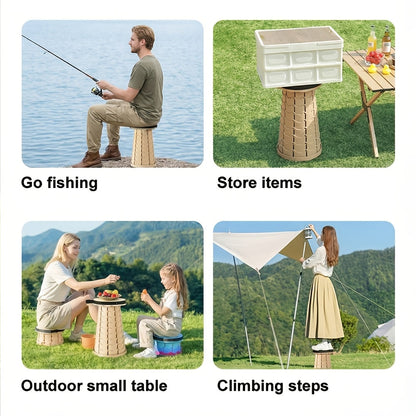 Collapsible Folding Stool 2-Pack 400lbs Capacity Portable Telescoping Retractable Seat for Camping Fishing Hiking Kitchen Outdoors – Lightweight Rainbow Stool – Black