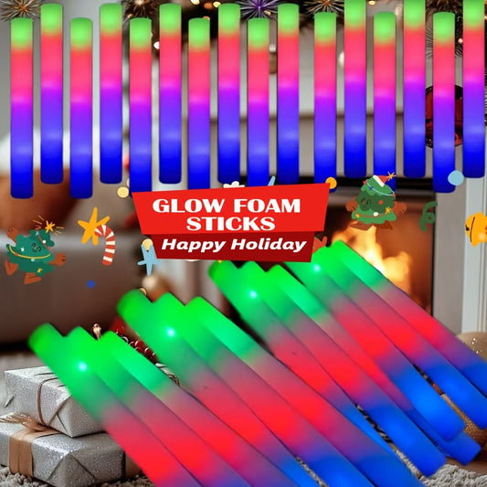 50pcs LED Foam Glow Sticks with 3 Flicker Modes – Colorful Bulk Glow Sticks for Parties, Weddings, Birthdays, Concerts, Christmas & New Year Celebrations