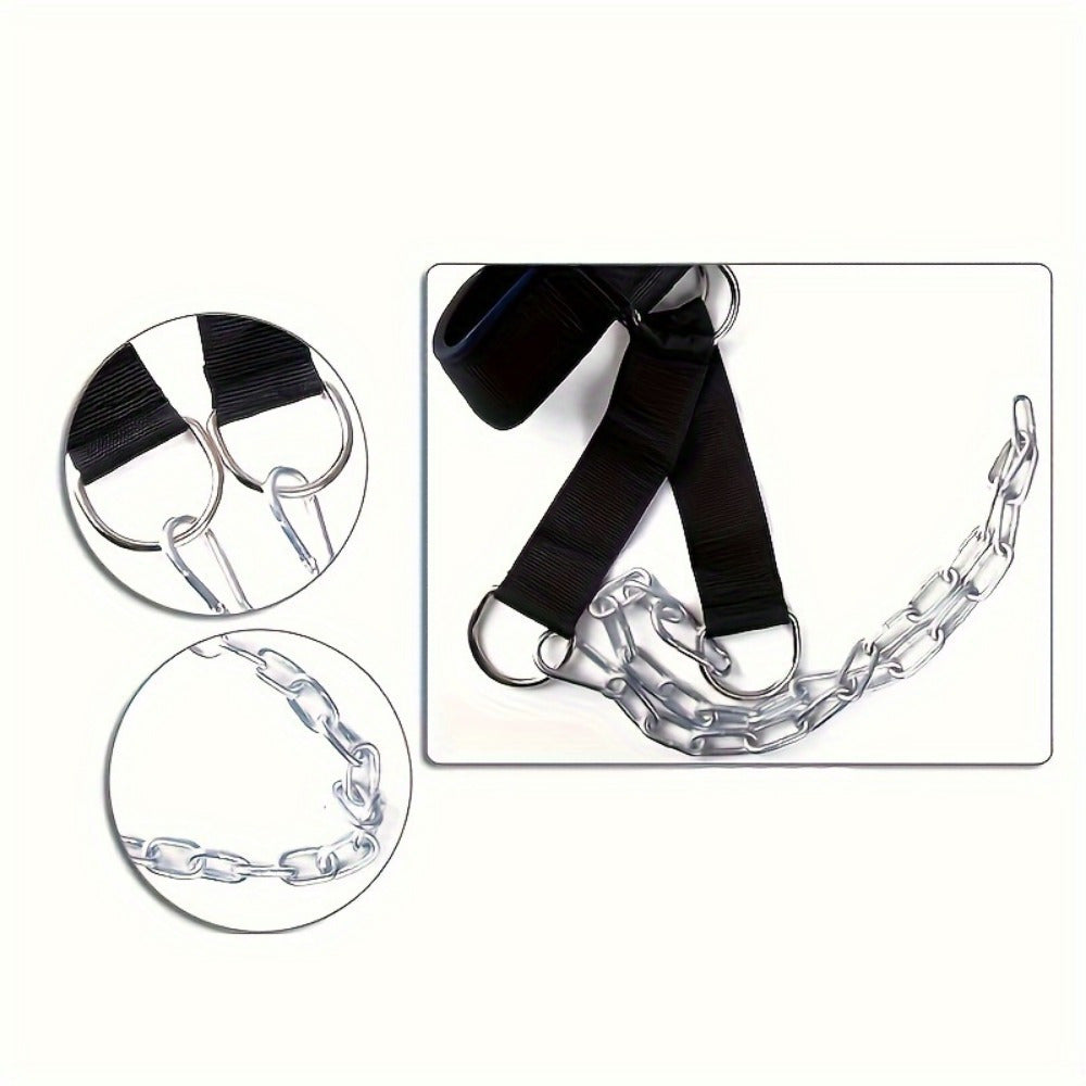 Neck Training Band with Chain Heavy Duty Adjustable Neck Strengthener for Athletes Strength Training Neck Muscle Recovery – Fitness Resistance Head Harness for Home Gym Workouts, Black