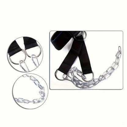 Neck Training Band with Chain Heavy Duty Adjustable Neck Strengthener for Athletes Strength Training Neck Muscle Recovery – Fitness Resistance Head Harness for Home Gym Workouts, Black