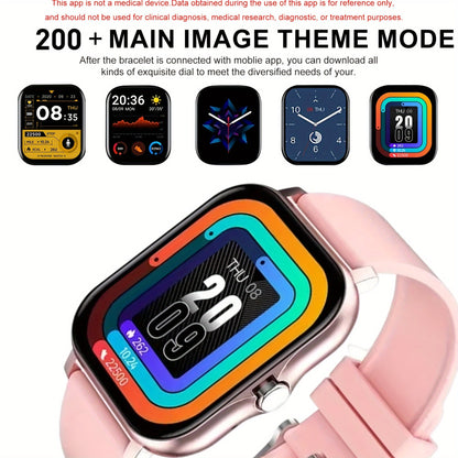 Smart Watch with Call & SMS for Android iPhone – Fitness Tracker with Heart Rate Monitor, Pedometer, Calorie Counter, Multi-Sport Modes, Customizable Watch Faces, Unisex Design, Black Pink Gold