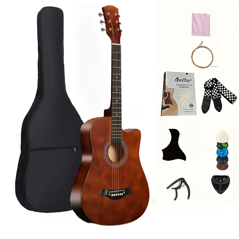 38-Inch Basswood Acoustic Guitar for Beginners – Full-Size Folk Style Steel String Guitar with Rich Warm Tone, Ideal for Practice, Performance & Learning, Available in 5 Colors