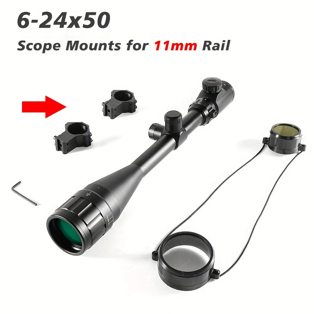 6-24x50 AO Rifle Scope Illuminated Red Green Reticle - Long Range Hunting Scope with 20mm Rail Mount Aluminum Alloy Optical Sight