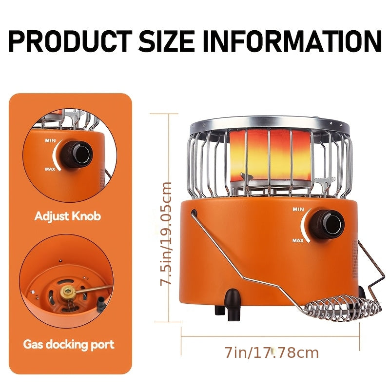 9000 BTU 2-in-1 Propane Camping Stove & Heater with Gas Hose & MAPP Converter – Adjustable Flame Portable Indoor Outdoor Gas Burner, Stainless Steel, 10.7x7 Inch Compact Design for Camping Cooking & Emergency Use