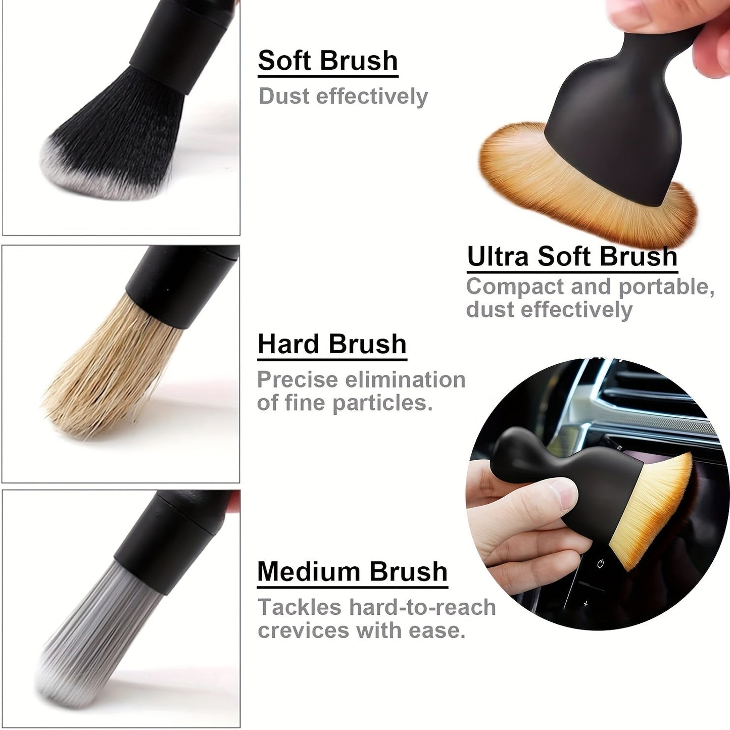 26PCS Car Detailing Brush Set – Complete Car Cleaning Kit with Drill Brushes, Wash Mitt, Tire Brush, Window Squeegee, Cleaning Gel & Storage Bag for Interior Exterior Wheels Vents Professional Auto Care