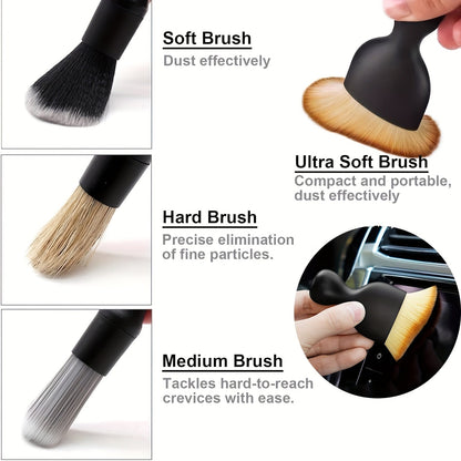 26PCS Car Detailing Brush Set – Complete Car Cleaning Kit with Drill Brushes, Wash Mitt, Tire Brush, Window Squeegee, Cleaning Gel & Storage Bag for Interior Exterior Wheels Vents Professional Auto Care