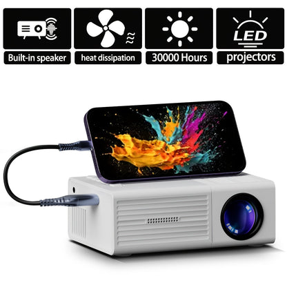 Mini Portable Projector 1080P Full HD Home Theater Outdoor Movie Projector – Phone Screen Mirroring iOS Android TV Stick USB HDMI Laptop Compatible