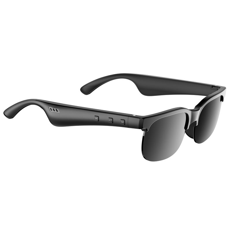 Bluetooth Audio Glasses 2-in-1 Wireless Smart Glasses with Built-in Stereo Speakers USB-C Charging Lightweight Open Ear Sunglasses for Music Gaming Video Calls Compatible with iPhone Android Black White