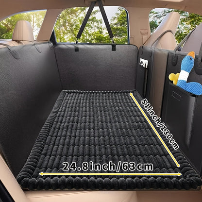 Non-Slip Car Dog Mat Heavy Duty Pet Seat Cushion with Rear Extension Pad – Anti-Bite Waterproof Floor Liner for SUV, Sedan & Truck, Fits All Dog Sizes, Easy to Clean Durable Polyester