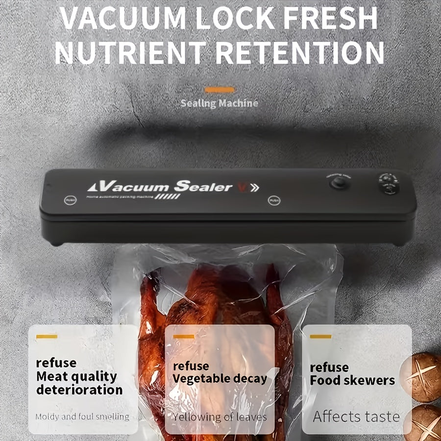 Vacuum Sealing Machine Set with 55 Vacuum Bags, Automatic Food Vacuum Sealer for Food Preservation & Storage, Sous Vide Low-Temperature Cooking, Convenient Household Kitchen Appliance - Black, White